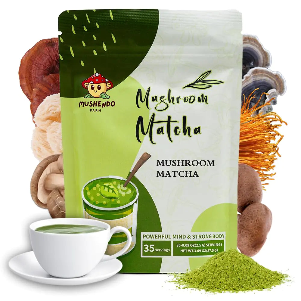 Mushendo 6 Mushroom Matcha Blend - 35 Servings - 3.09 oz