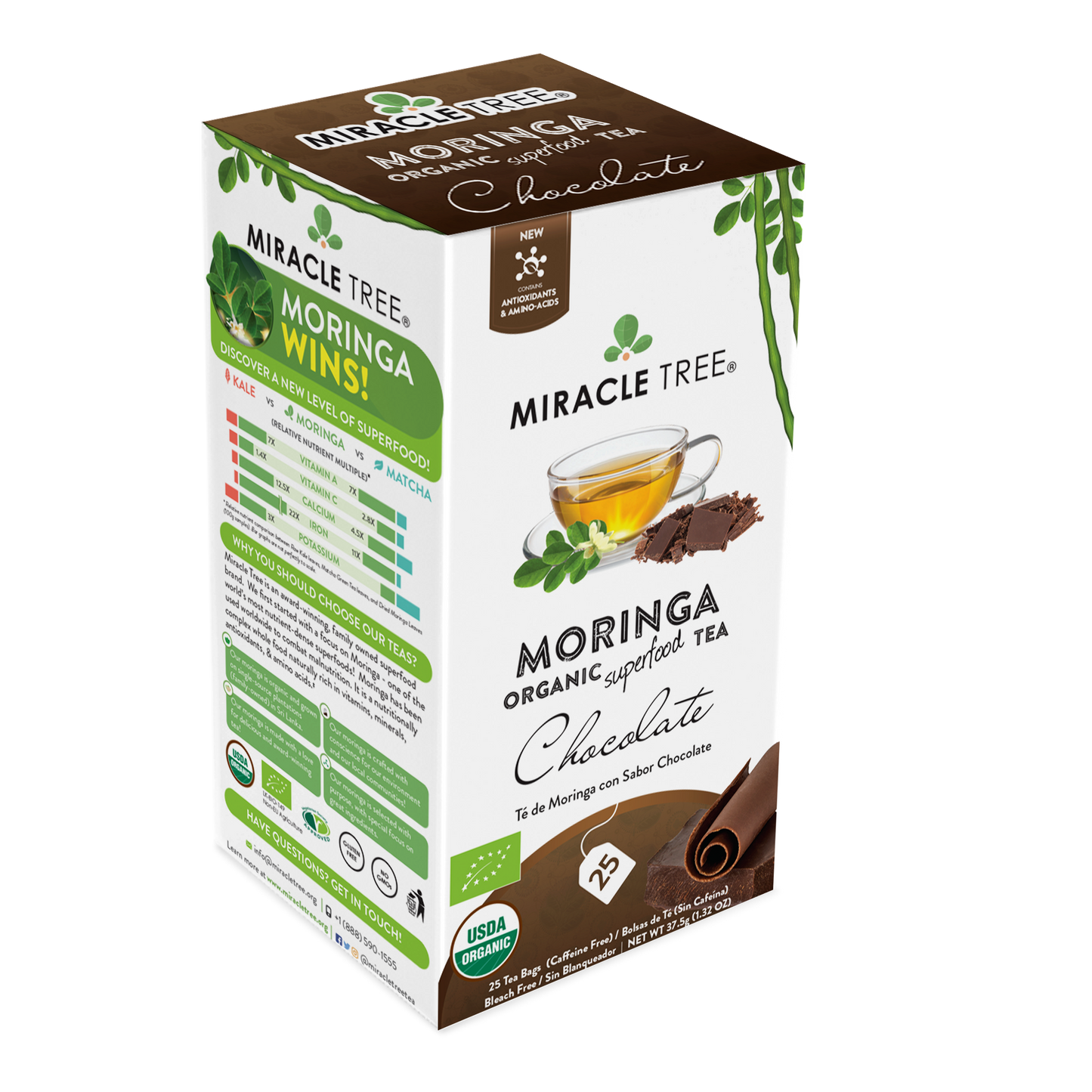 Miracle Tree's Organic Moringa Tea, Chocolate